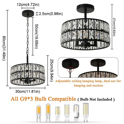 Modern gold tiered crystal chandelier led pendant light dining room