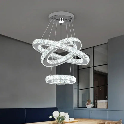 Modern gold ring crystal chandelier led pendant lighting living room