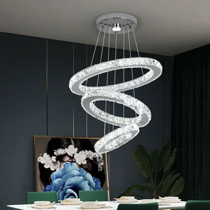Modern gold ring crystal chandelier led pendant lighting living room
