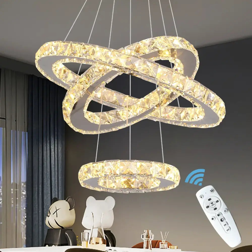 Modern gold ring crystal chandelier led pendant lighting living room