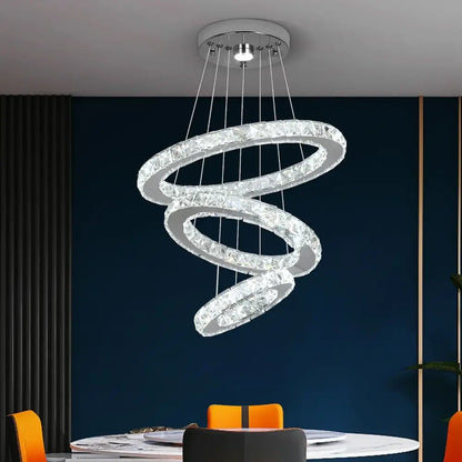 Modern gold ring crystal chandelier led pendant lighting living room