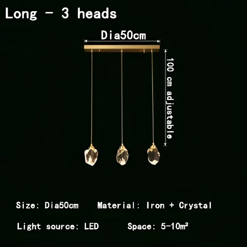 Modern gold geometric crystal chandelier led – dining room pendant lights
