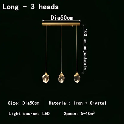Modern gold geometric crystal chandelier led – dining room pendant lights