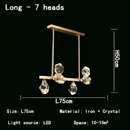 Modern gold geometric crystal chandelier led – dining room pendant lights