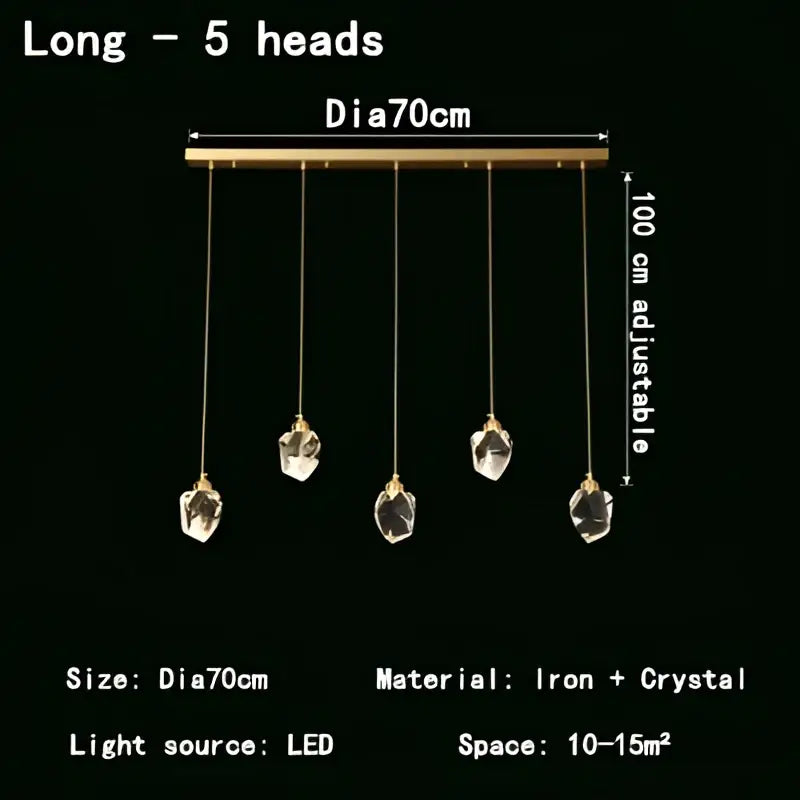 Modern gold geometric crystal chandelier led – dining room pendant lights