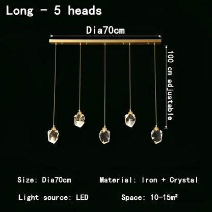 Modern gold geometric crystal chandelier led – dining room pendant lights