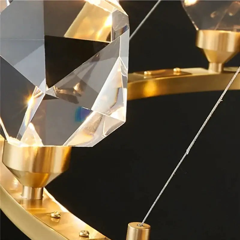 Modern gold geometric crystal chandelier led – dining room pendant lights