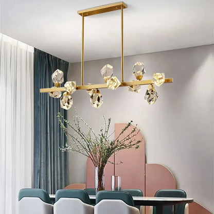 Modern gold geometric crystal chandelier led – dining room pendant lights