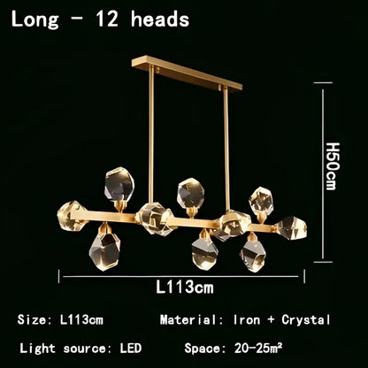 Modern gold geometric crystal chandelier led – dining room pendant lights