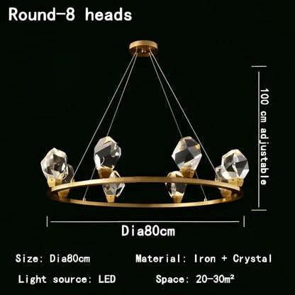 Modern gold geometric crystal chandelier led – dining room pendant lights