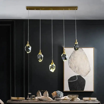 Modern gold geometric crystal chandelier led – dining room pendant lights