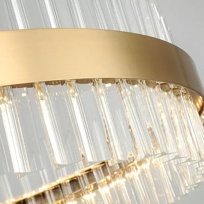 Modern gold crystal chandelier led ring lamp dining room decor