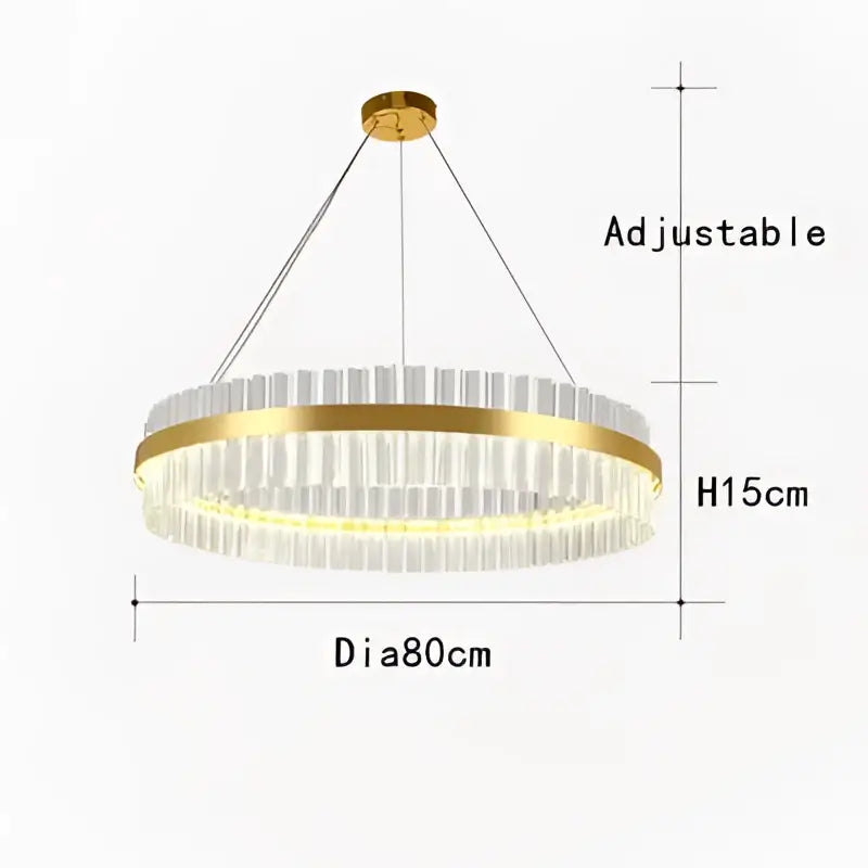 Modern gold crystal chandelier led ring lamp dining room decor