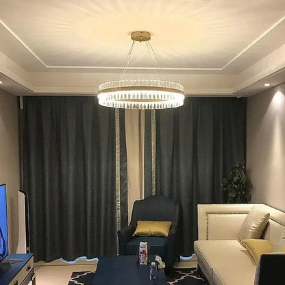 Modern gold crystal chandelier led ring lamp dining room decor