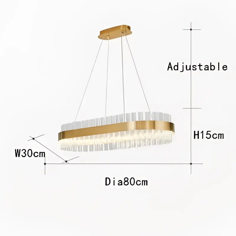 Modern gold crystal chandelier led ring lamp dining room decor