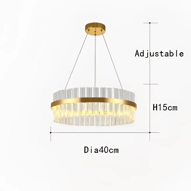 Modern gold crystal chandelier led ring lamp dining room decor