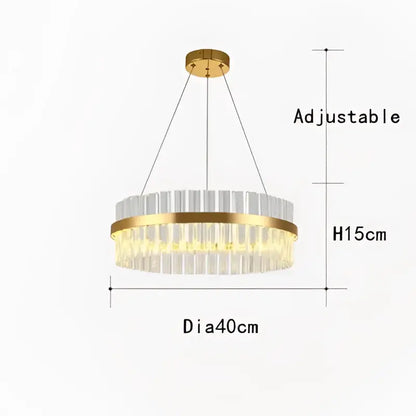 Modern gold crystal chandelier led ring lamp dining room decor
