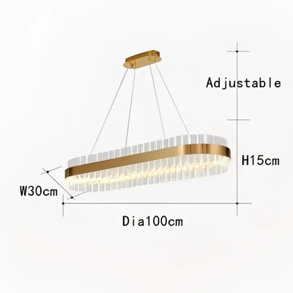 Modern gold crystal chandelier led ring lamp dining room decor