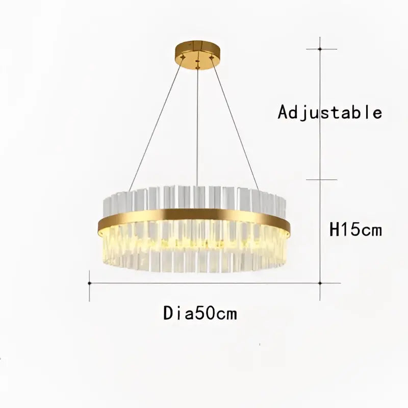 Modern gold crystal chandelier led ring lamp dining room decor