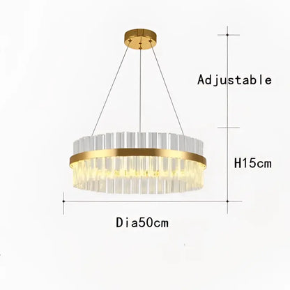 Modern gold crystal chandelier led ring lamp dining room decor