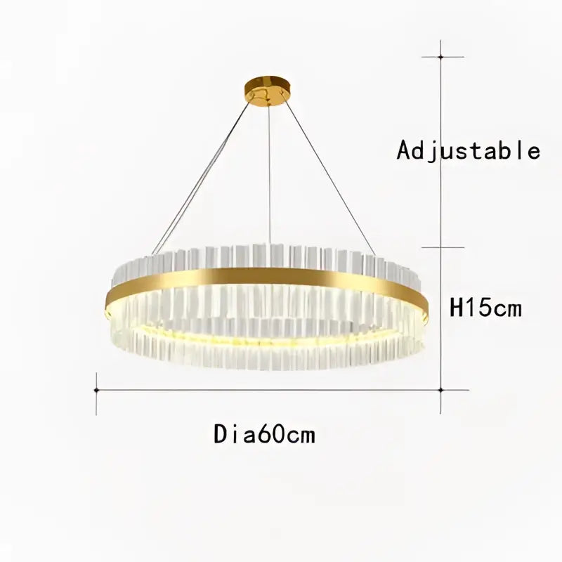 Modern gold crystal chandelier led ring lamp dining room decor