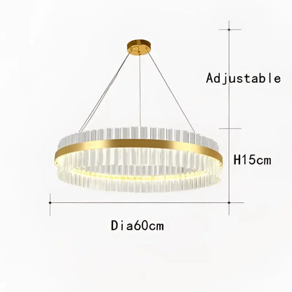 Modern gold crystal chandelier led ring lamp dining room decor