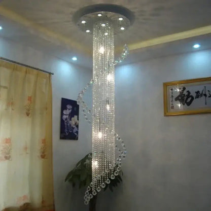 Elegant spiral tiered crystal chandelier for living room