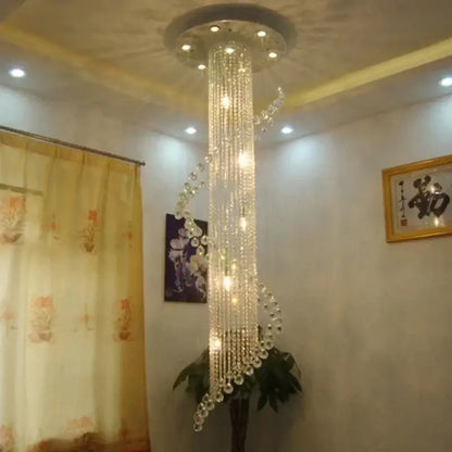 Elegant spiral tiered crystal chandelier for living room