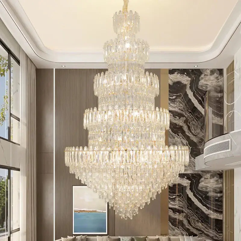 Postmodern golden crystal chandelier light dining room
