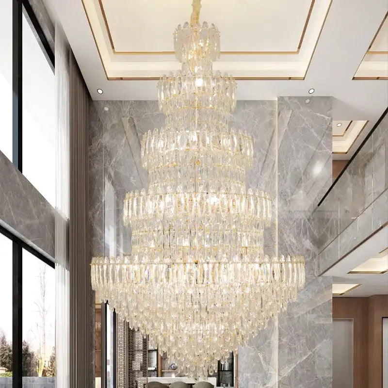 Postmodern golden crystal chandelier light dining room