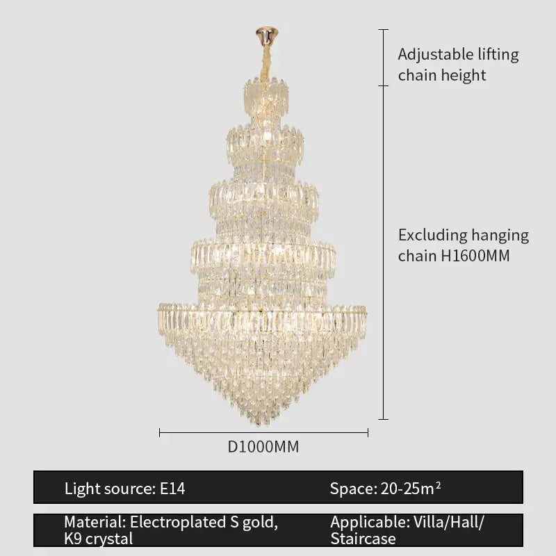 Postmodern golden crystal chandelier light dining room