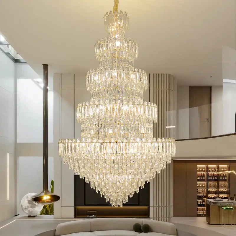 Postmodern golden crystal chandelier light dining room