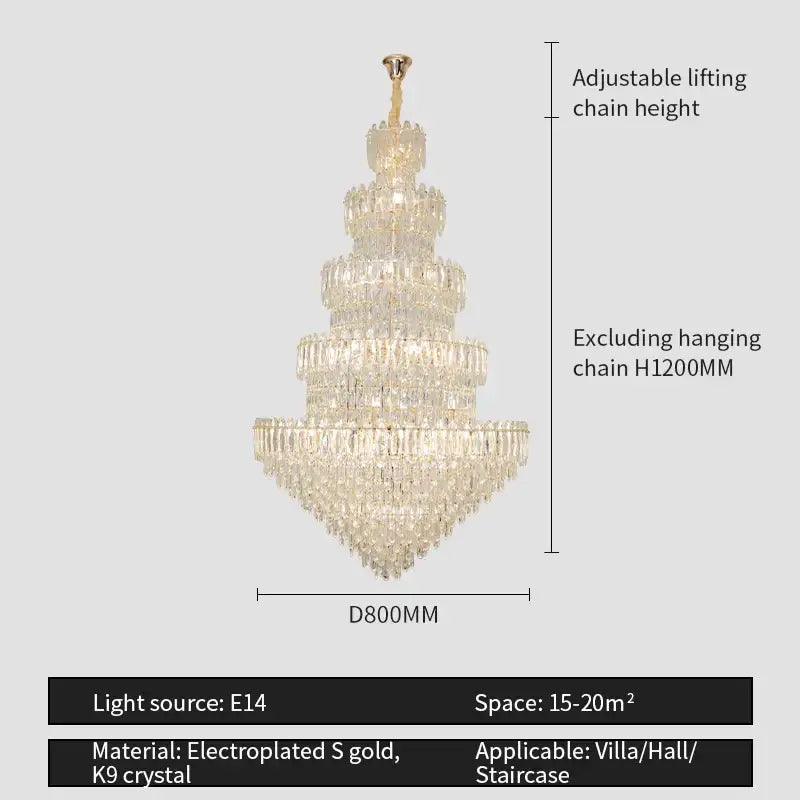 Postmodern golden crystal chandelier light dining room