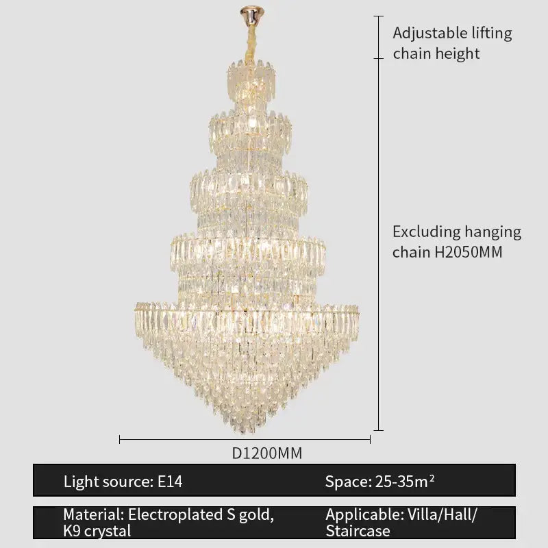 Postmodern golden crystal chandelier light dining room
