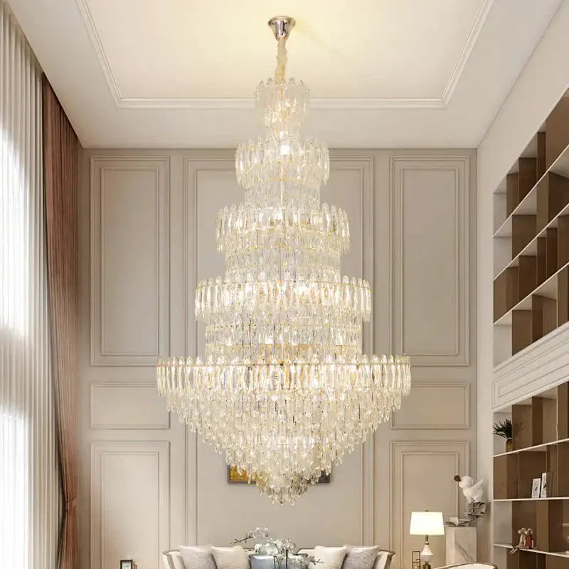 Postmodern golden crystal chandelier light dining room