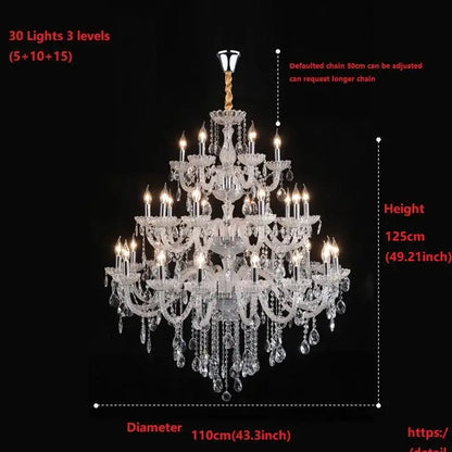 Luxury multi tiered crystal chandelier light for living room