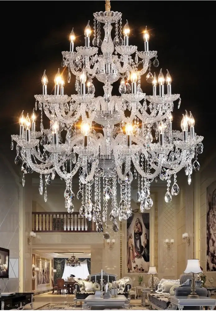 Luxury multi tiered crystal chandelier light for living room