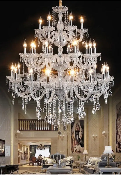 Luxury multi tiered crystal chandelier light for living room