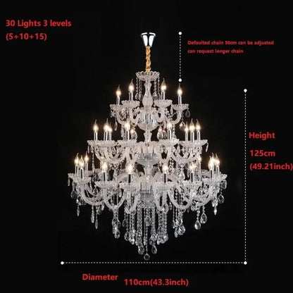 Luxury multi tiered crystal chandelier light for living room