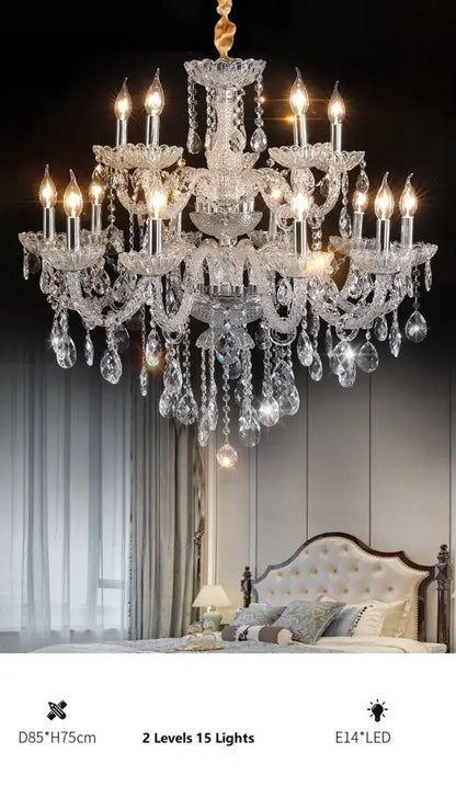 Luxury multi tiered crystal chandelier light for living room