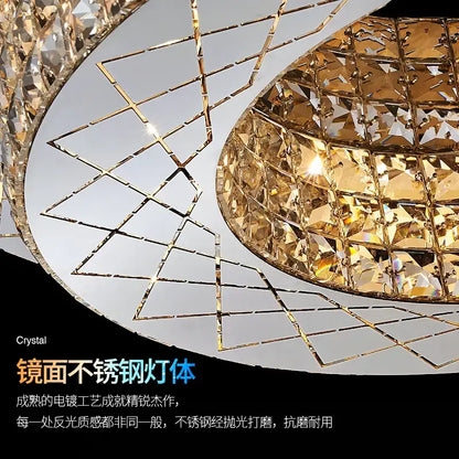 Modern gold double tier crystal chandelier living room light