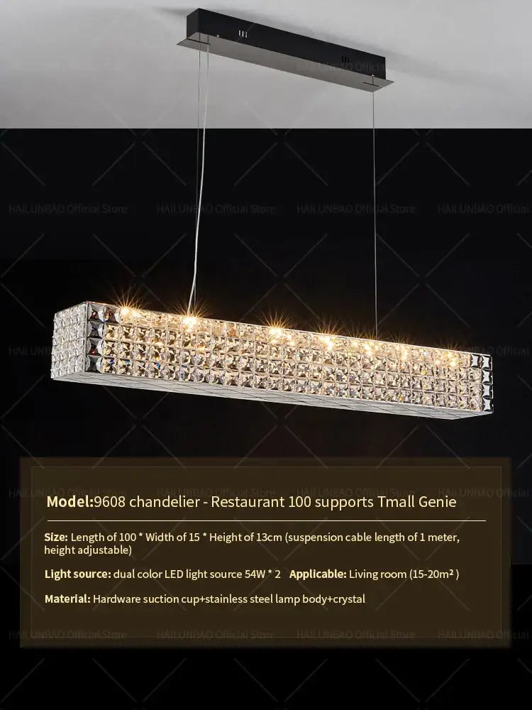 Modern gold double tier crystal chandelier living room light