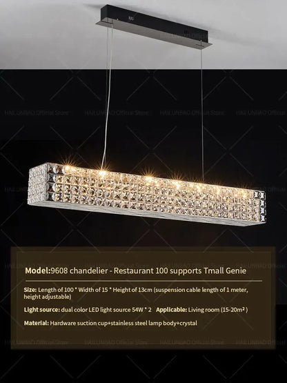Modern gold double tier crystal chandelier living room light