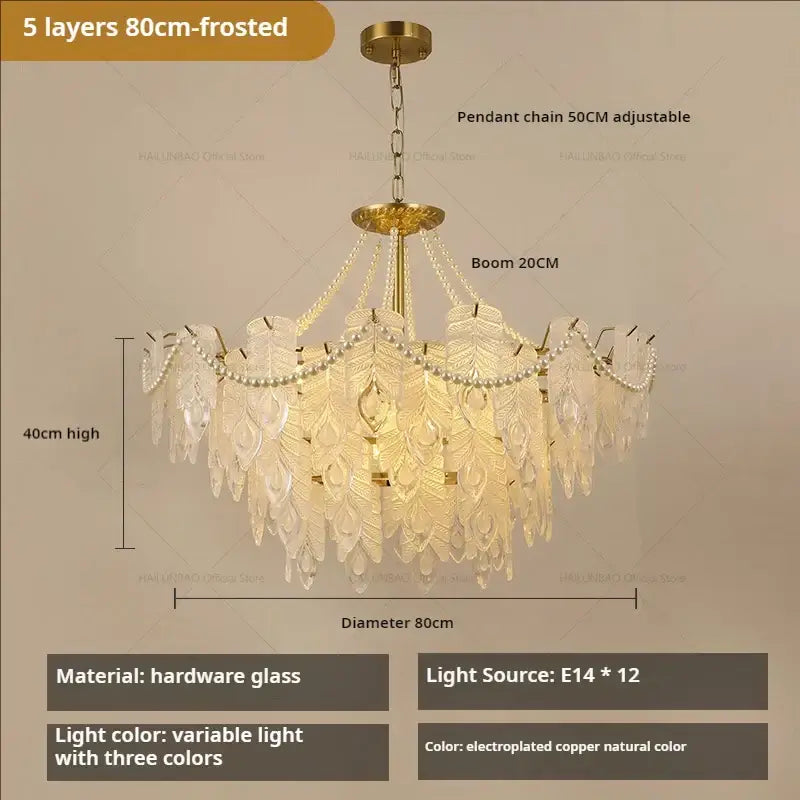 French modern gold and green crystal chandelier dining room light