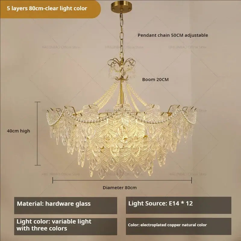 French modern gold and green crystal chandelier dining room light