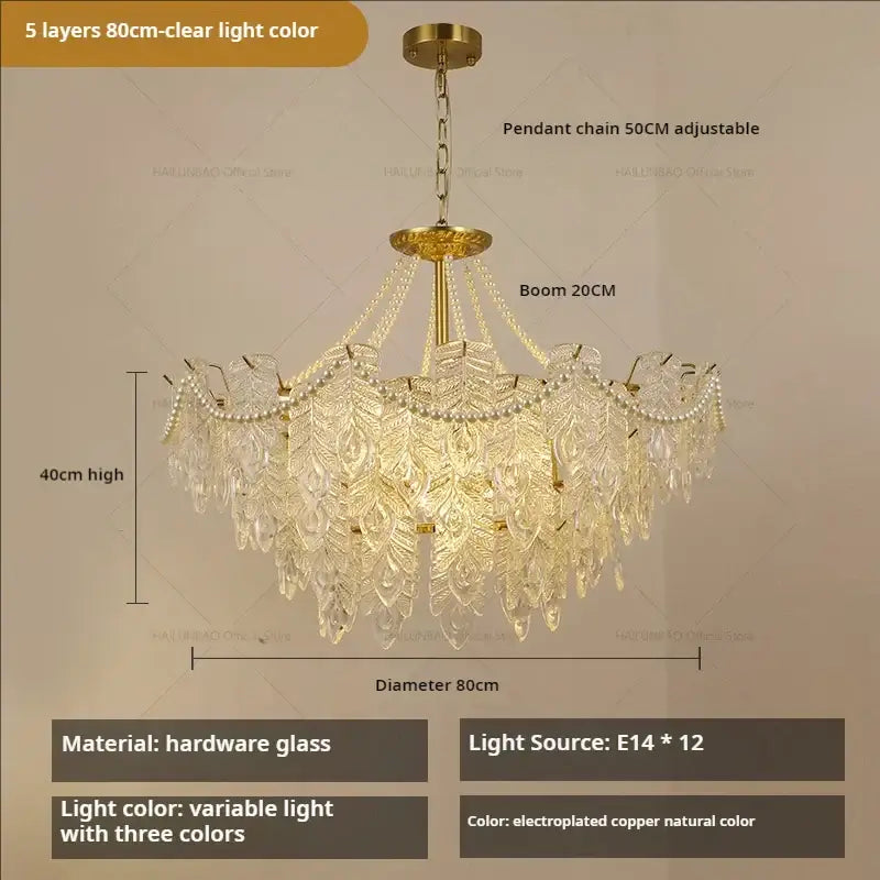 French modern gold and green crystal chandelier dining room light