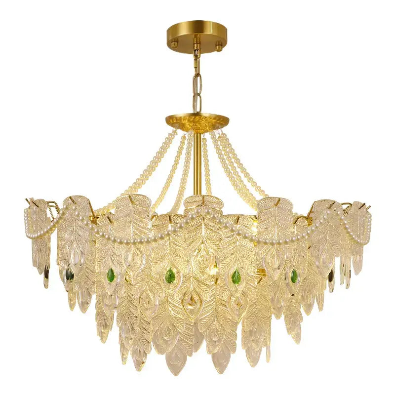 French modern gold and green crystal chandelier dining room light