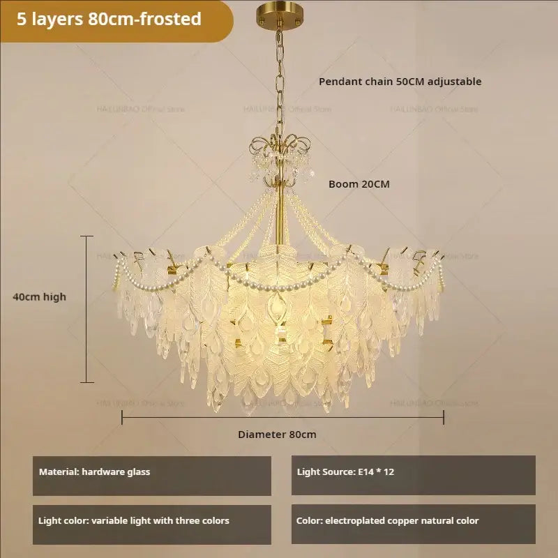 French modern gold and green crystal chandelier dining room light