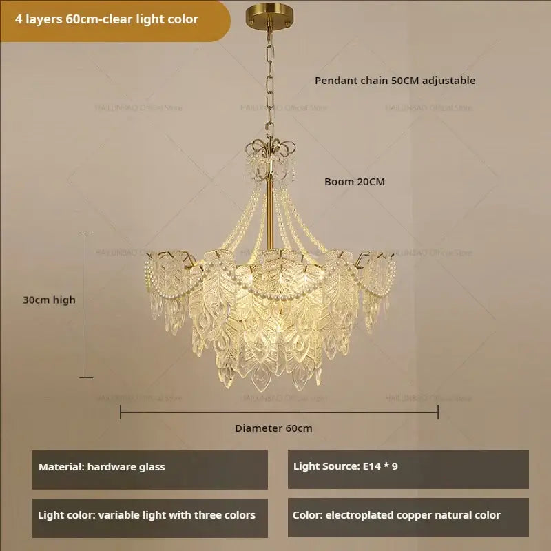 French modern gold and green crystal chandelier dining room light