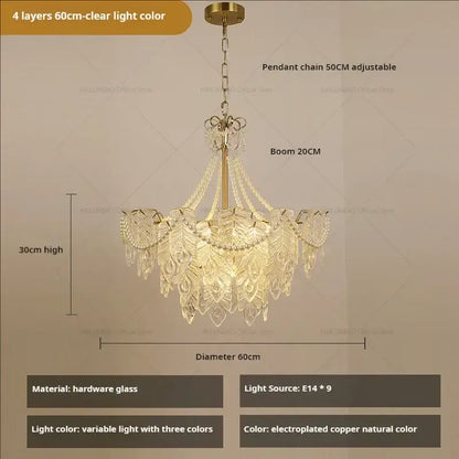 French modern gold and green crystal chandelier dining room light
